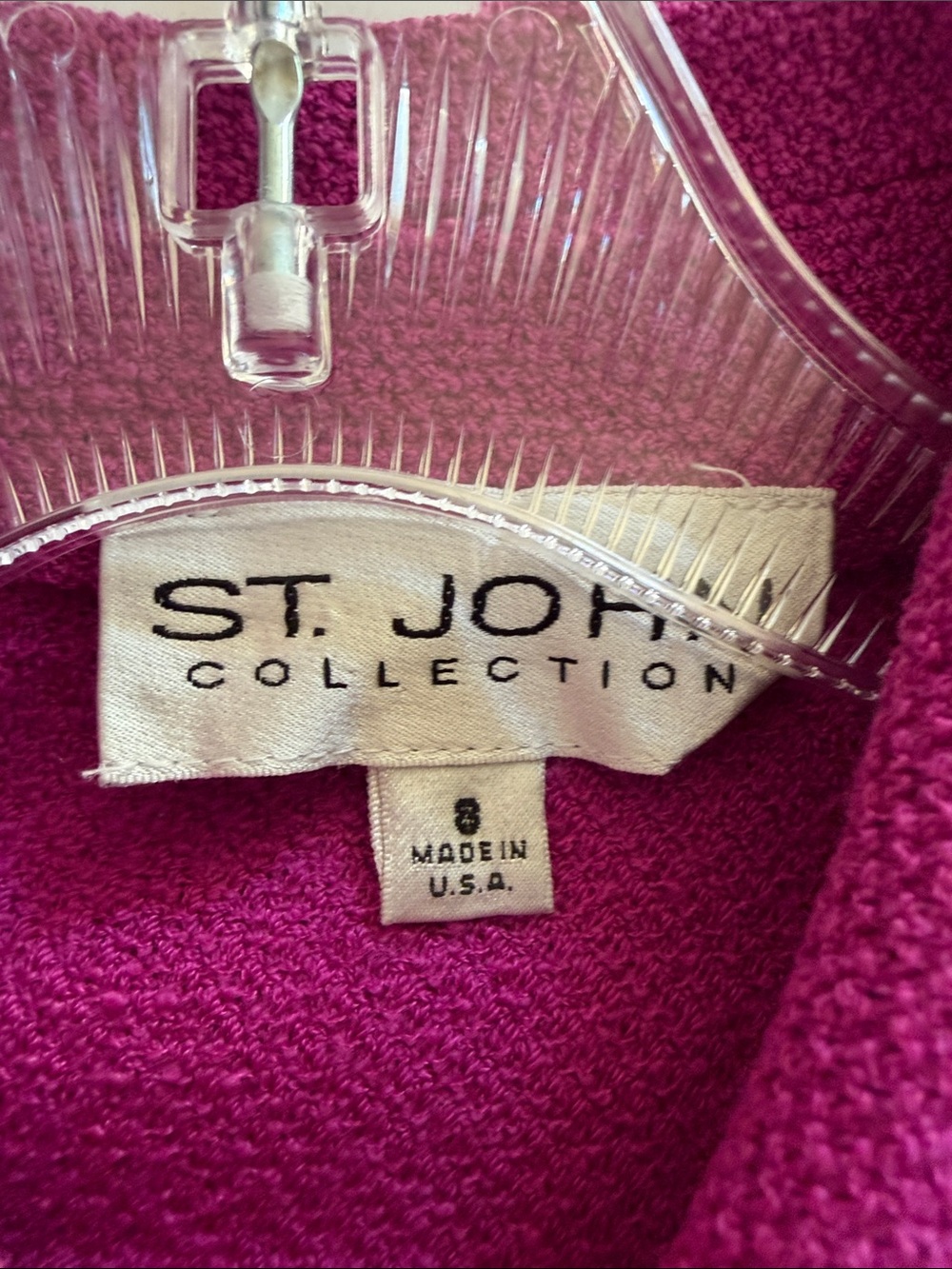 St. John Collection Magenta Santana Knit Jacket Size 8 Double Breasted Designer - Picture 4 of 9